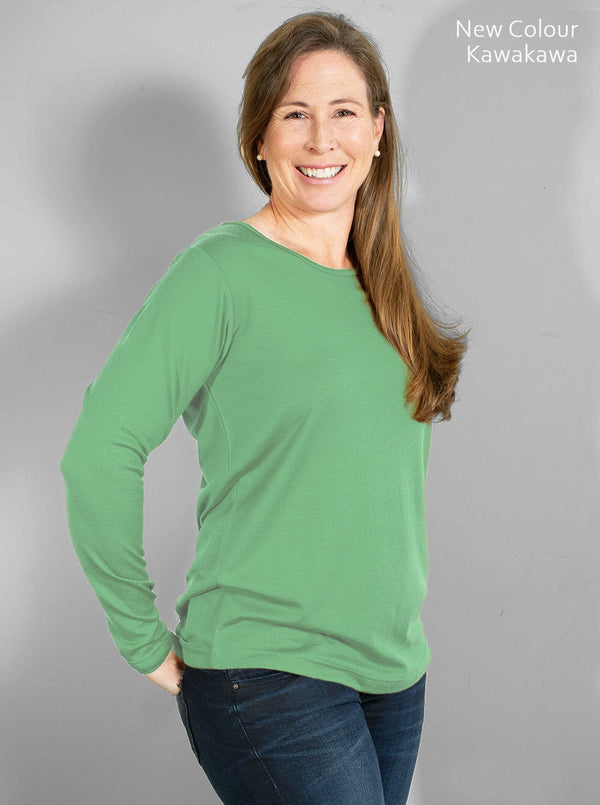 Mid - Long Sleeve Merino Relax Top - Glowing Sky New Zealand