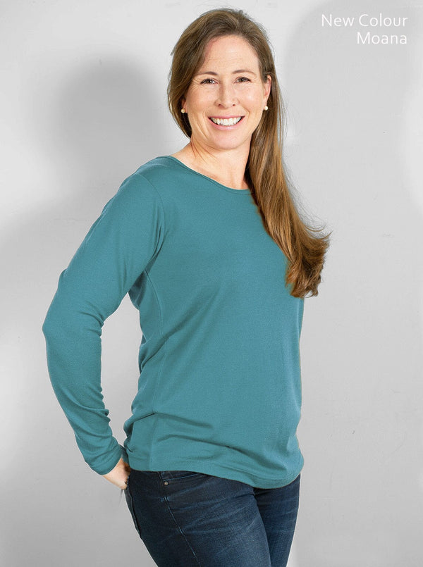 Mid - Long Sleeve Merino Relax Top - Glowing Sky New Zealand