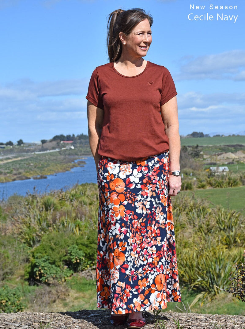 Polyester/Spandex - Maxi Skirt - Glowing Sky New Zealand
