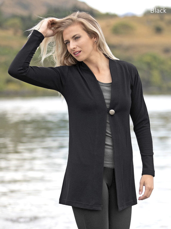 Outer - Merino 1 button cardigan - Glowing Sky New Zealand