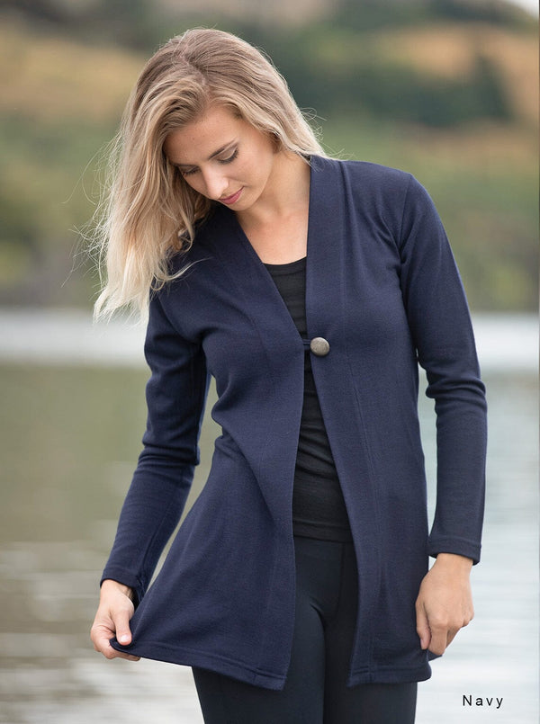 Outer - Merino 1 button cardigan - Glowing Sky New Zealand