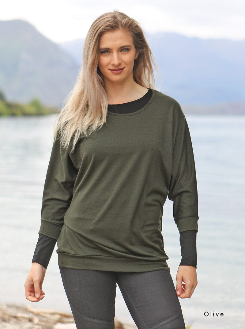 Outer - Merino Batwing 3/4 Sleeve - Glowing Sky New Zealand