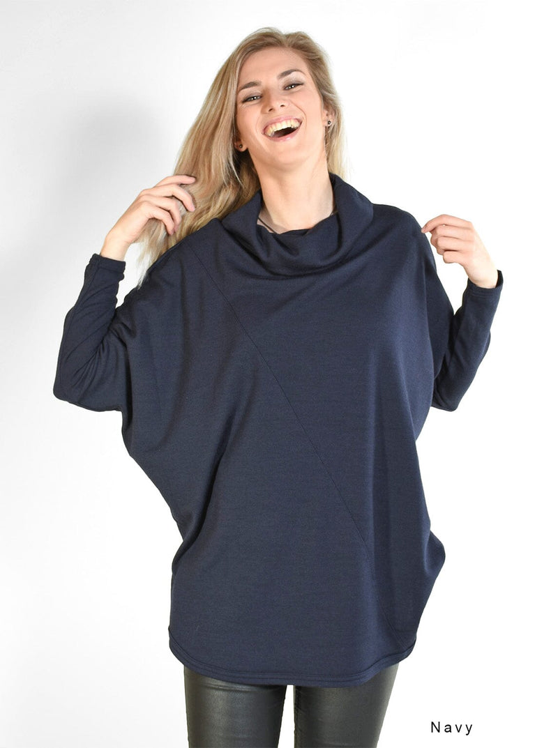 Outer - Merino Batwing Roll-neck Jersey - Glowing Sky New Zealand