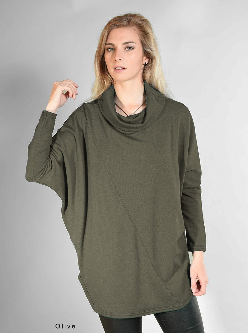 Outer - Merino Batwing Roll-neck Jersey - Glowing Sky New Zealand
