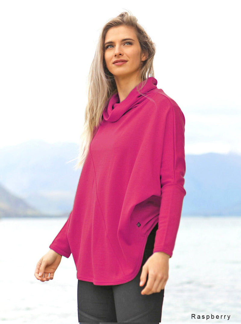 Outer - Merino Batwing Roll-neck Jersey - Glowing Sky New Zealand