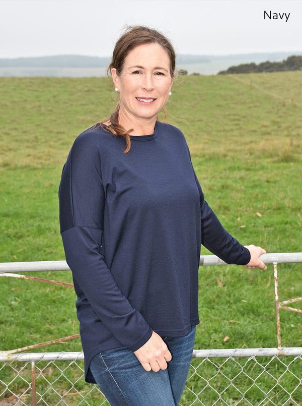 Mid - Merino Button Detail Top - Glowing Sky New Zealand