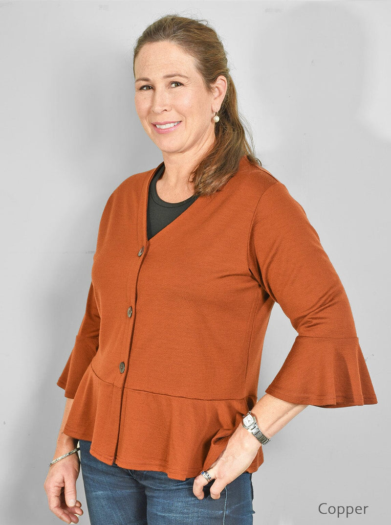 Mid - Merino Floaty V Neck Crop Cardigan - Glowing Sky New Zealand