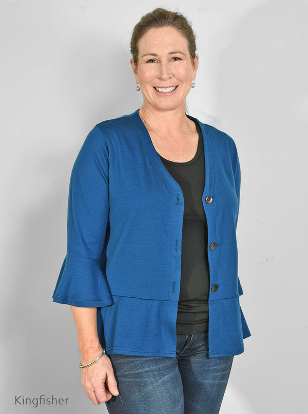 Mid - Merino Floaty V Neck Crop Cardigan - Glowing Sky New Zealand