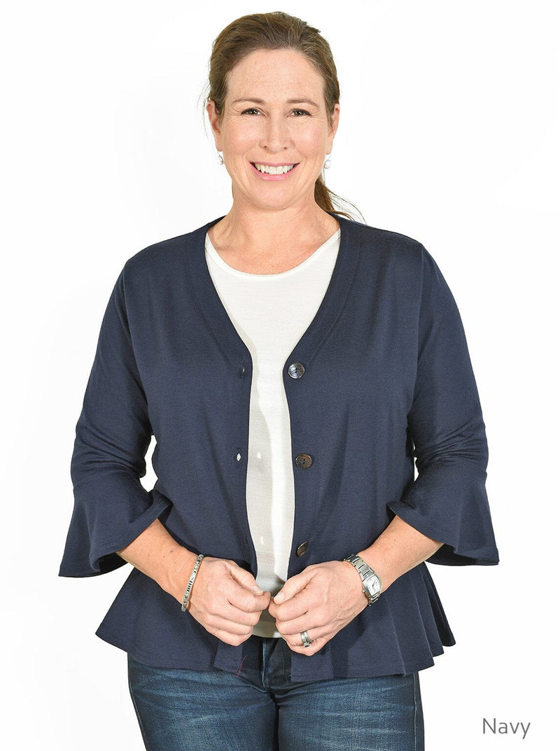 Mid - Merino Floaty V Neck Crop Cardigan - Glowing Sky New Zealand