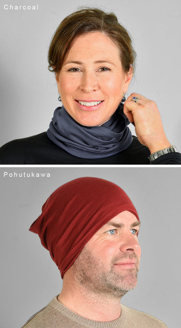 Mid - Merino Multi Tube Neck/Earwarmer/Beanie - Glowing Sky New Zealand