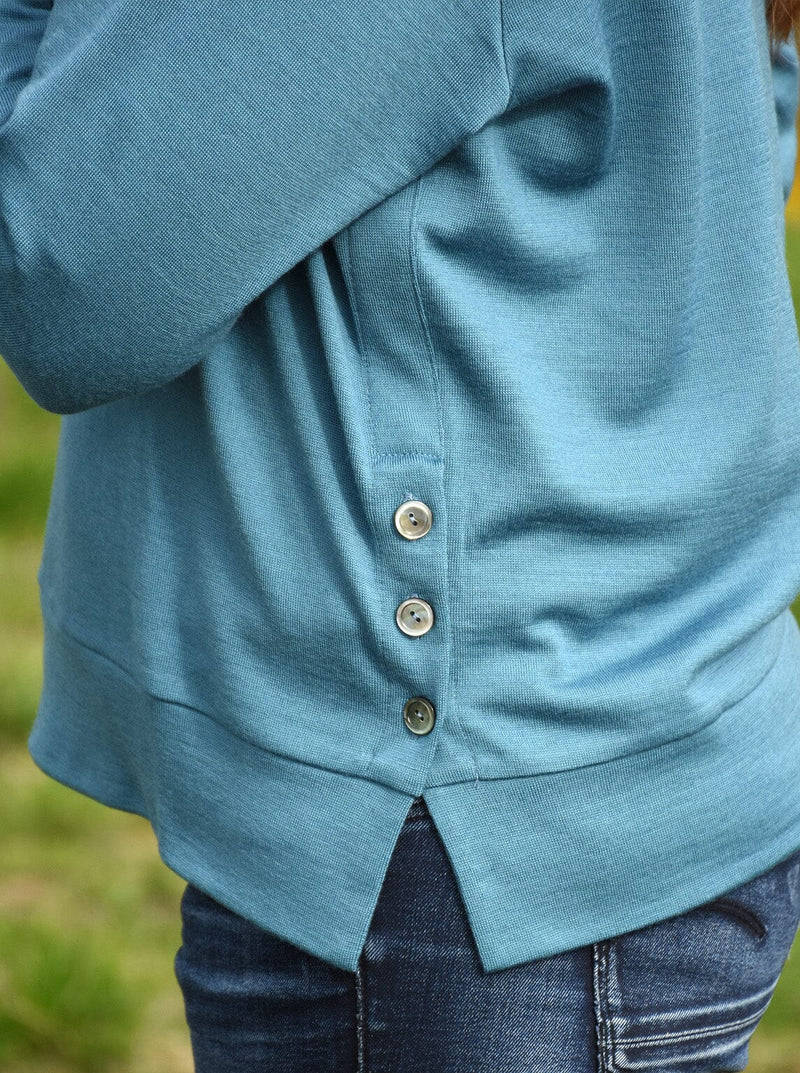 Women's merino side button jumper