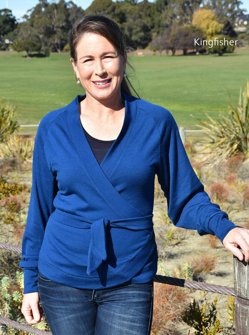 Outer - Merino Wrap Around Cardigan - Glowing Sky New Zealand