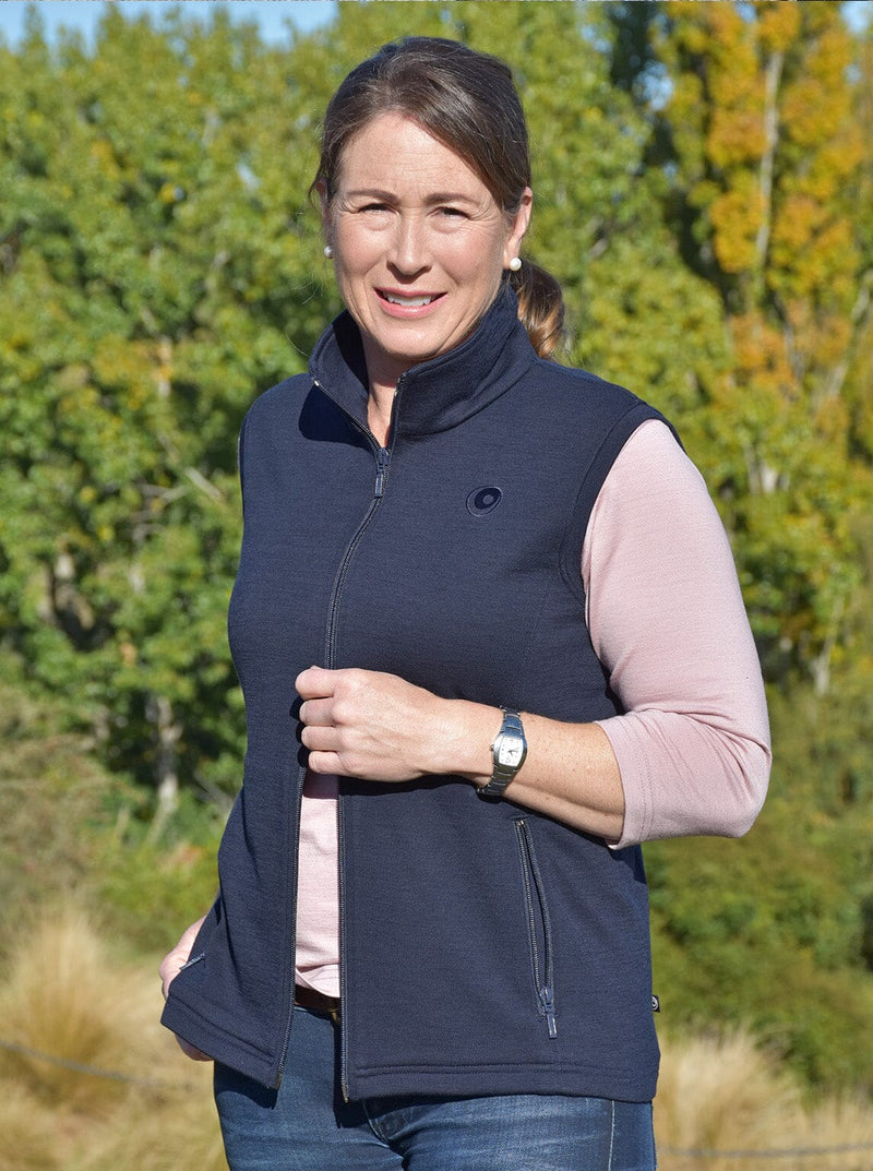 Outermost - Merino zip outermost vest with zip pockets - Glowing Sky New Zealand