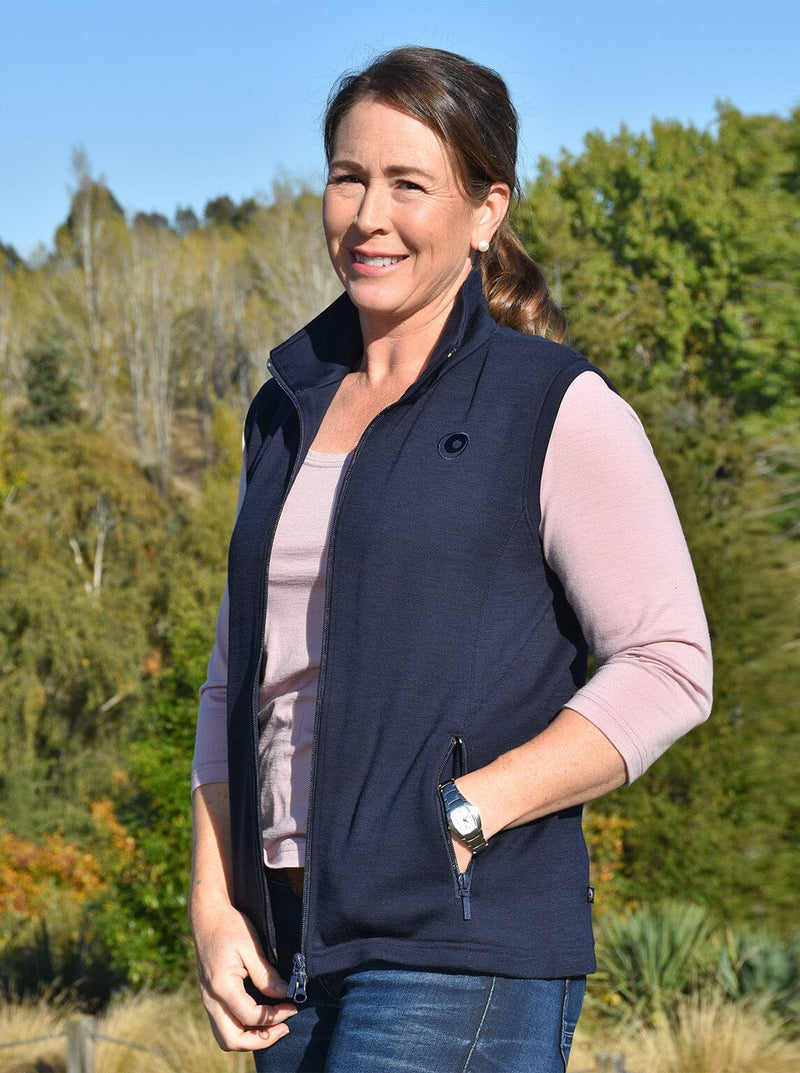 Outermost - Merino zip outermost vest with zip pockets - Glowing Sky New Zealand