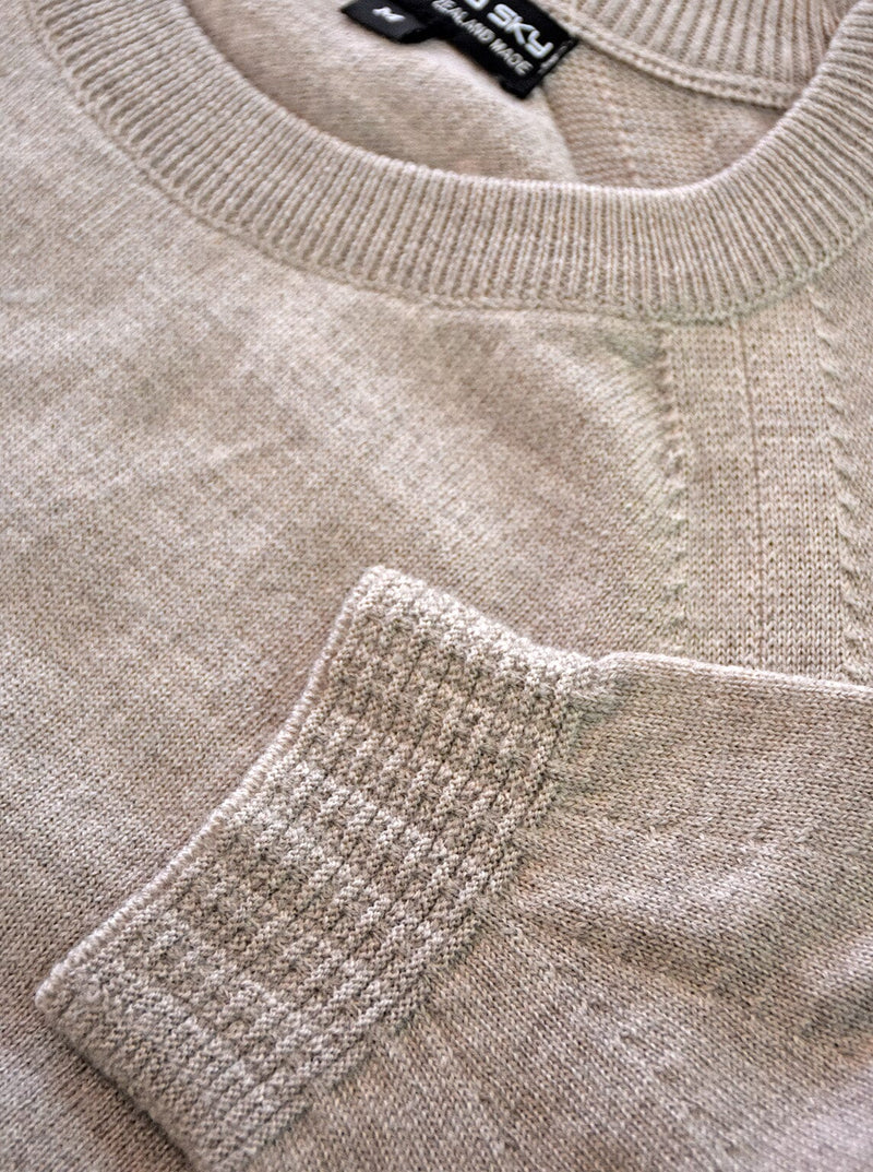 Mid - Raglan Crew Neck Jumper - Glowing Sky New Zealand