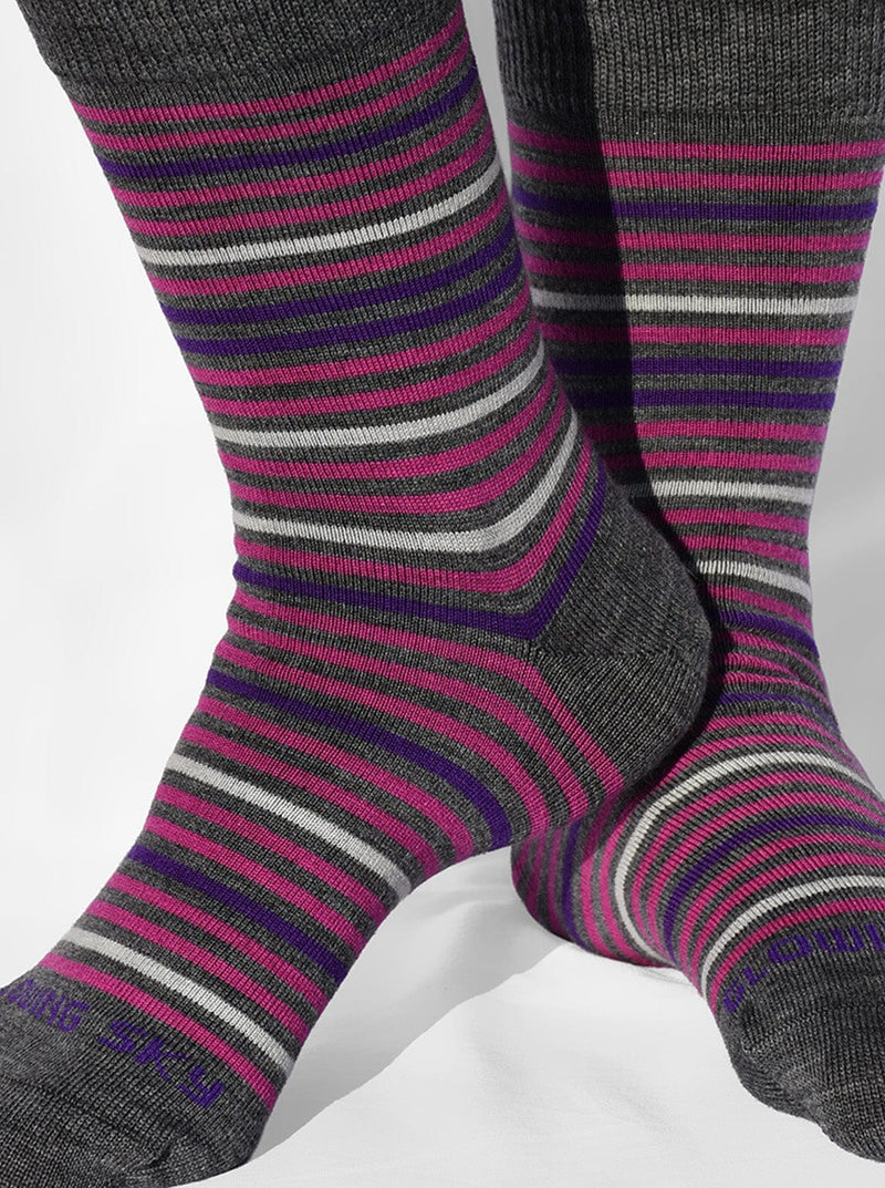 Accessories - S12 Pink Unisex Merino Stripe Sock - Glowing Sky New Zealand