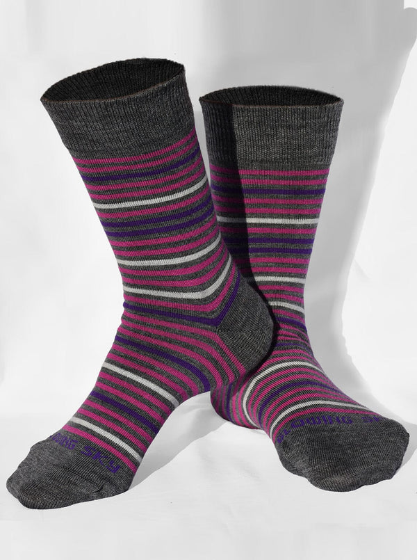 Accessories - S12 Pink Unisex Merino Stripe Sock - Glowing Sky New Zealand