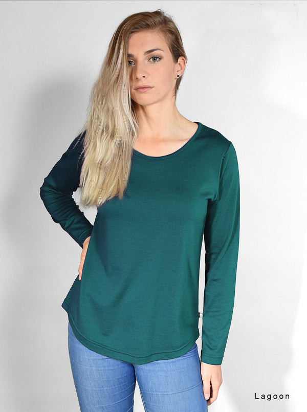 Mid - Long Sleeve Merino Relax Top - Glowing Sky New Zealand