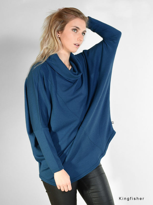 Outer - Merino Batwing Roll-neck Jersey - Glowing Sky New Zealand