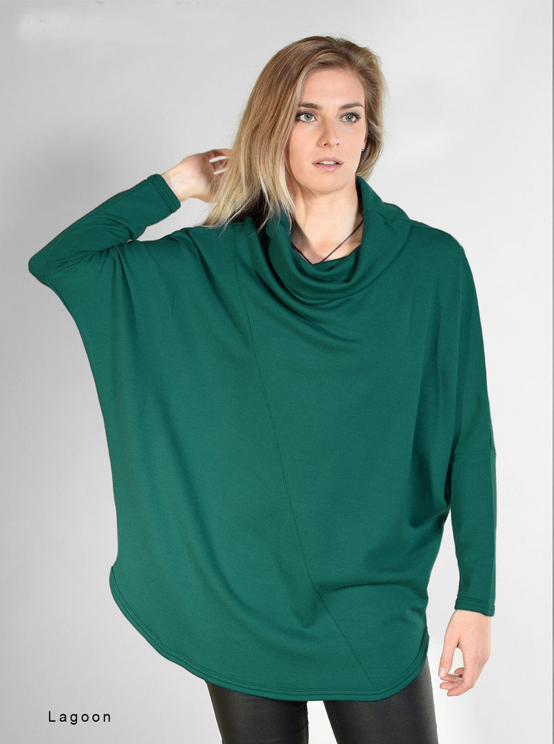 Outer - Merino Batwing Roll-neck Jersey - Glowing Sky New Zealand