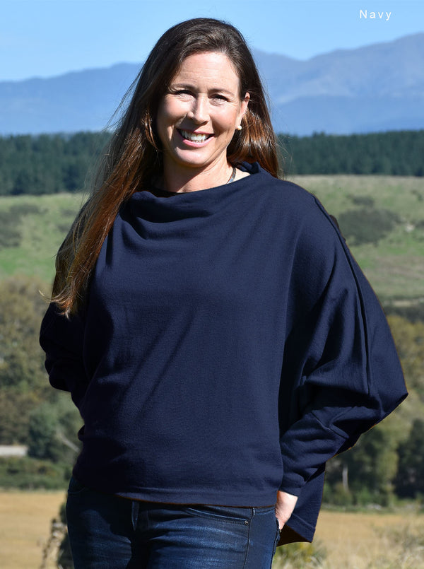 Outer - Merino Cropped Swing Jumper - Glowing Sky New Zealand