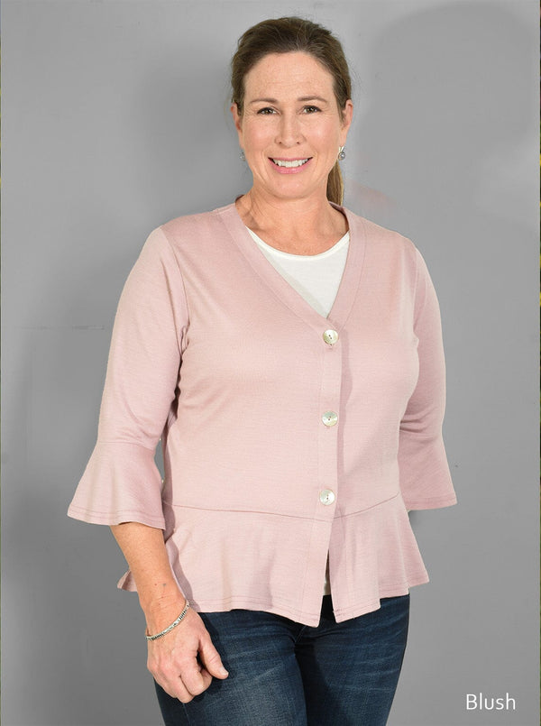 Mid - Merino Floaty V Neck Crop Cardigan - Glowing Sky New Zealand
