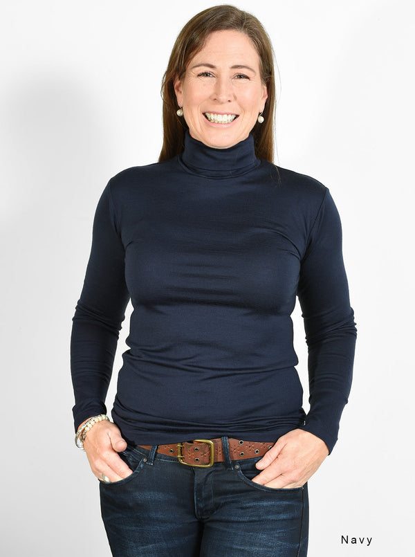 Mid - Merino Long Sleeve Polo Neck - Glowing Sky New Zealand