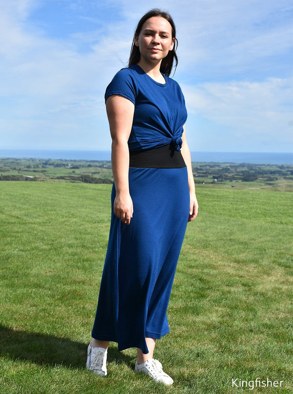 Mid - Merino Maxi Skirt - Glowing Sky New Zealand