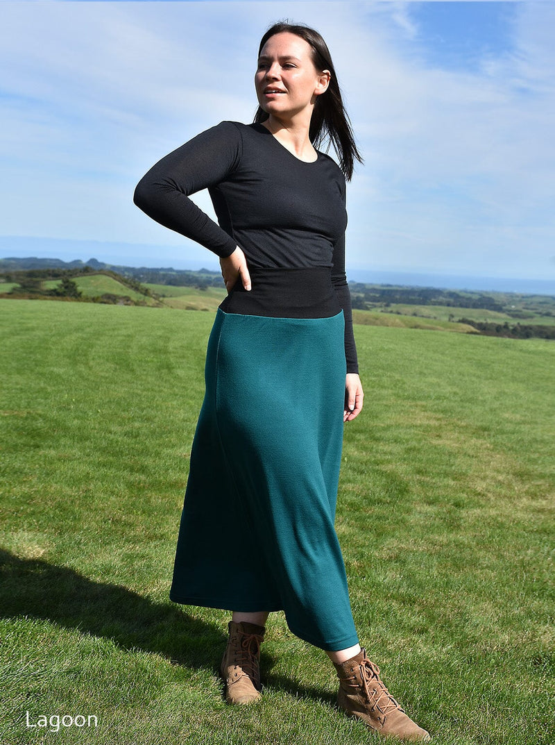 Mid - Merino Maxi Skirt - Glowing Sky New Zealand