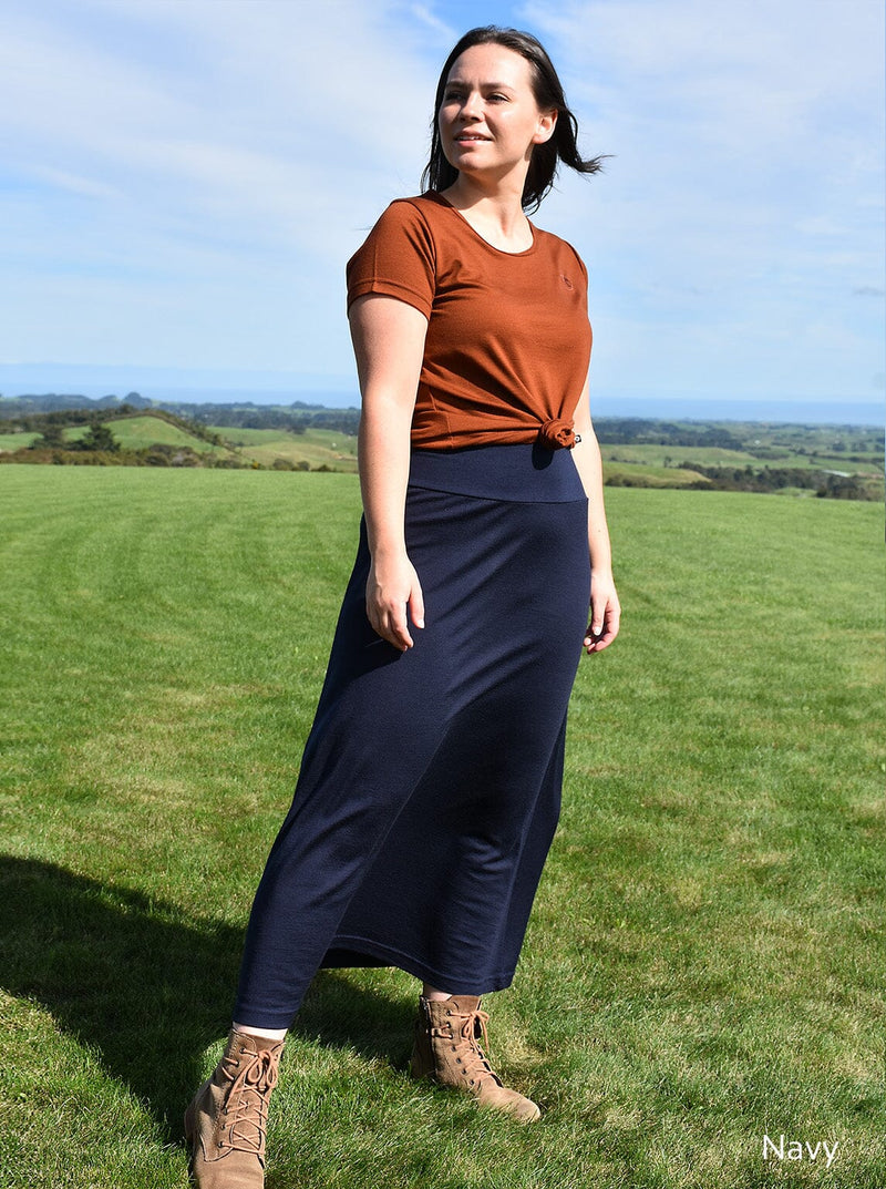 Mid - Merino Maxi Skirt - Glowing Sky New Zealand