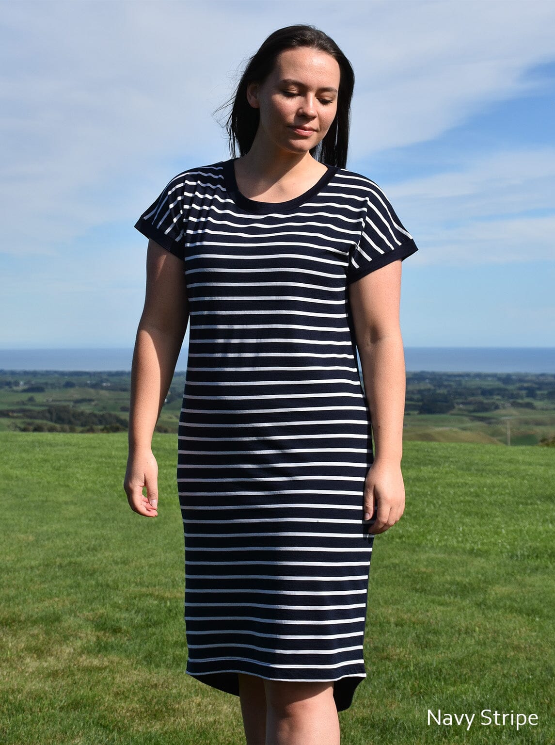 Merino long sleeve scoop dress