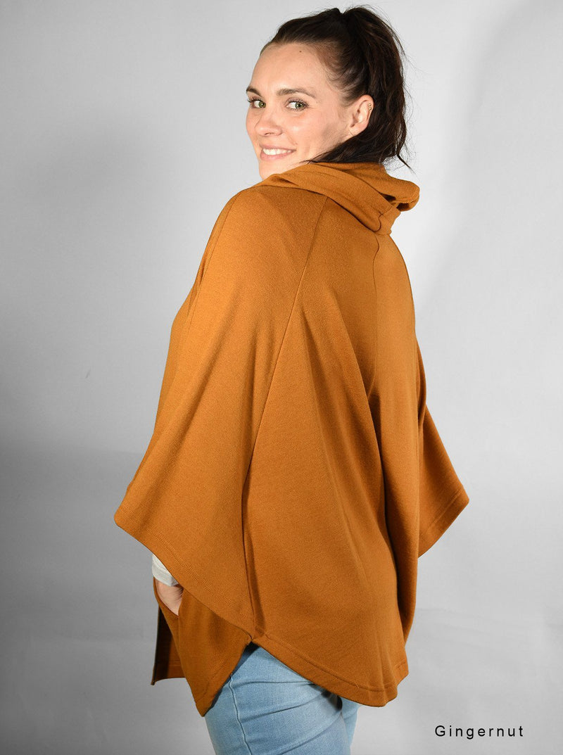Outer - Merino Hooded Zip Poncho - Glowing Sky New Zealand